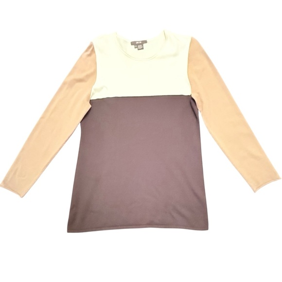 Per Se by Carlisle Cream/Brown Colorblock Sweater Size XL...